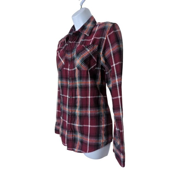 Urban Pipeline Women's Maroon White Plaid Ultimate Flannel Shirt Button up XL - Picture 4 of 7